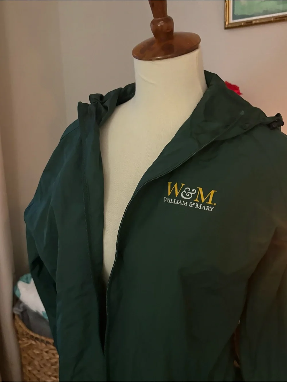 William and Mary Women's Dark Green Hooded Jacket Rain Tribe College Medium